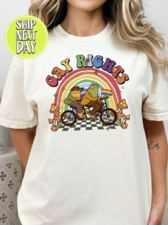 Tops - Funny Frog Gay Rights LGBT Rainbow T-shirt, Funny LGBT Shirt
